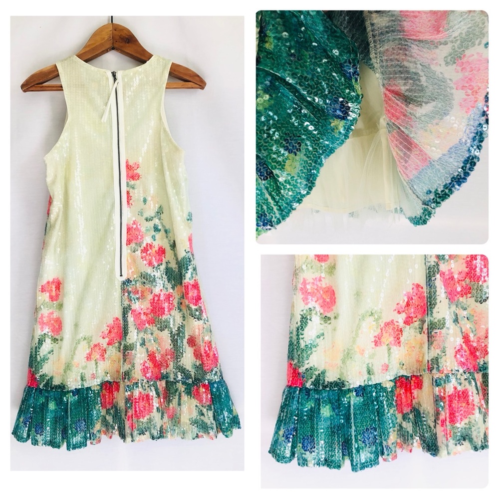 {Anthropologie} highly coveted Sequined Swing Peacock Dress {RARE} - Picture 5 of 13